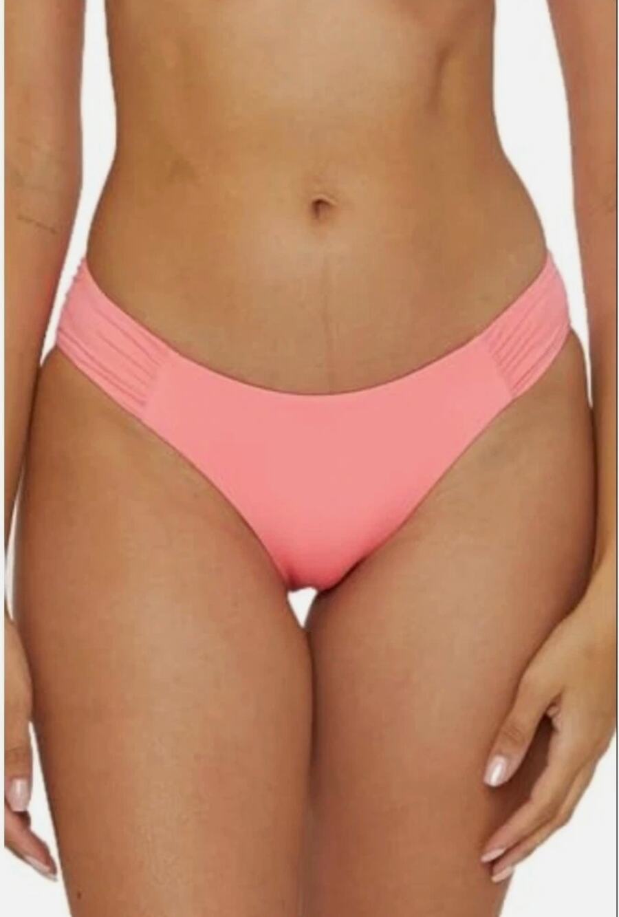 BECCA Womens Coast Adela Hipster Bikini Bottom Large Pink Coral Reef Shirred NWT